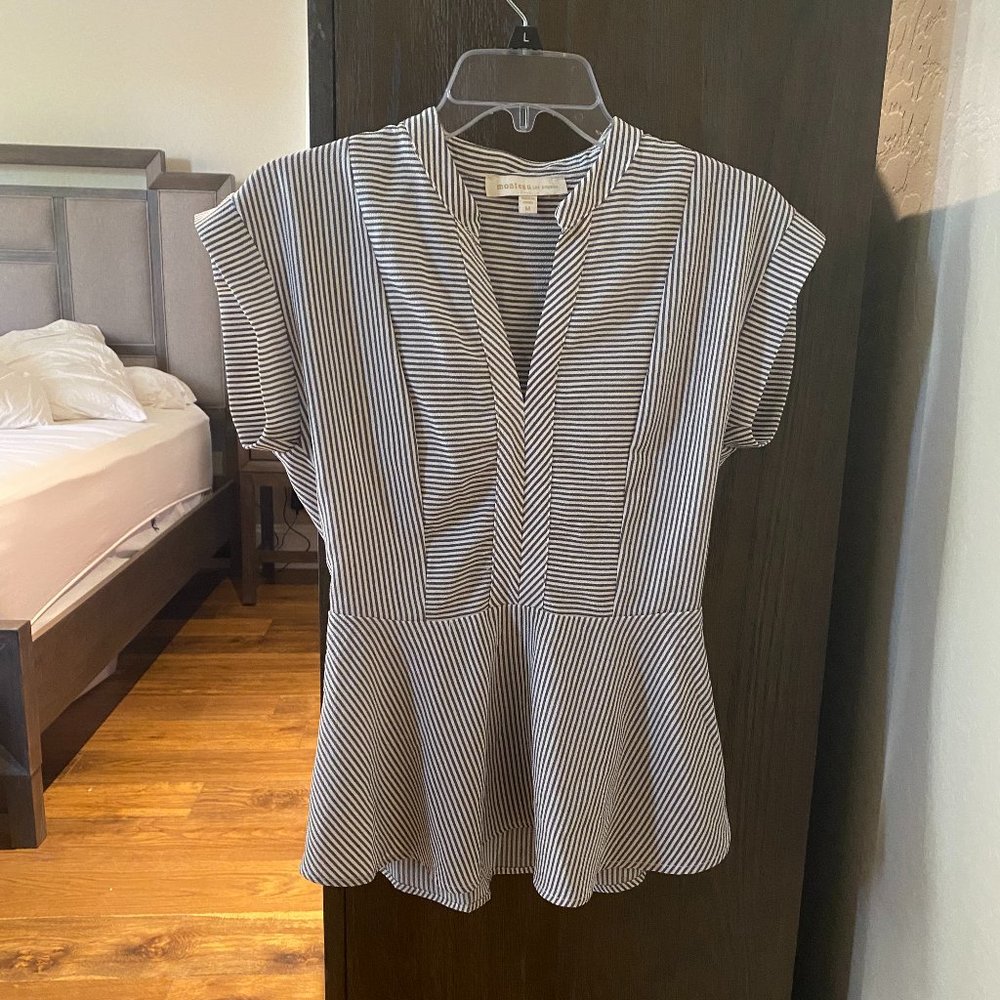 Womens Monteau Los Angeles striped short sleeved blouse Size M